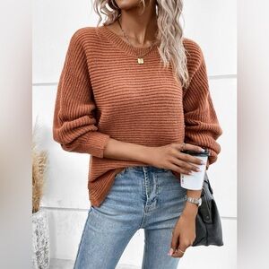SHEIN Warm Cinnamon Knit Sweater